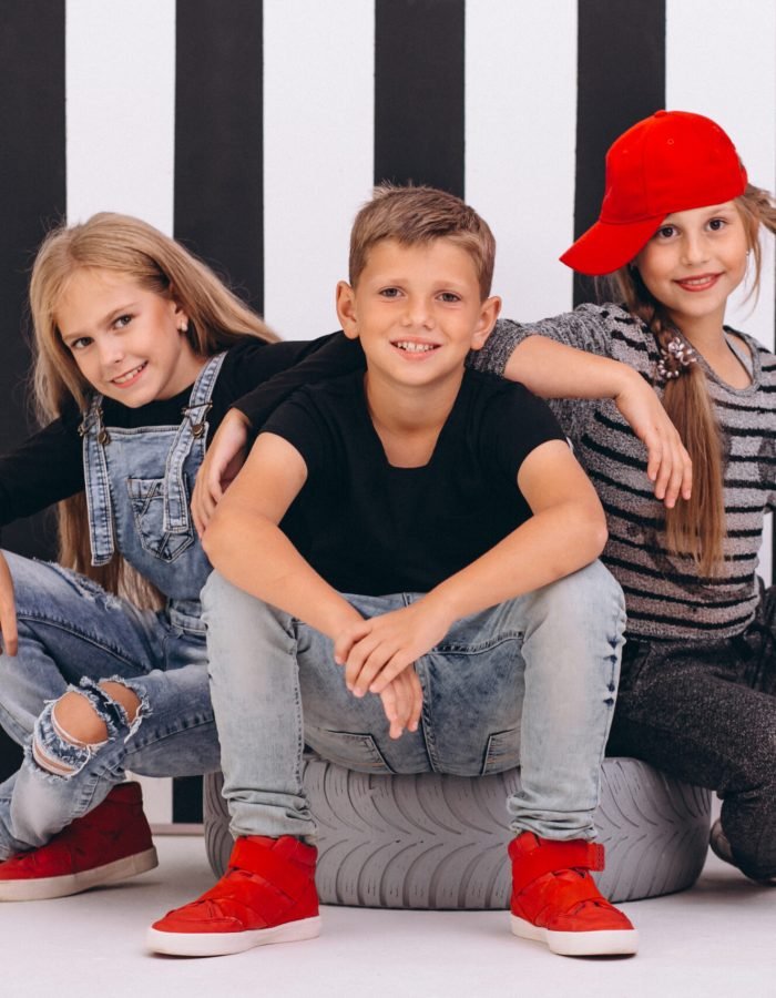 Dancing team in studio
